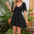 High Quality Y2K popular women's clothing Bow Deep V Neck mini dress women's dress Order Small MOQ