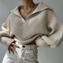 High Quality Casual Women's Sweaters oversize long sleeve Lapel pullover women's top Order Small MOQ