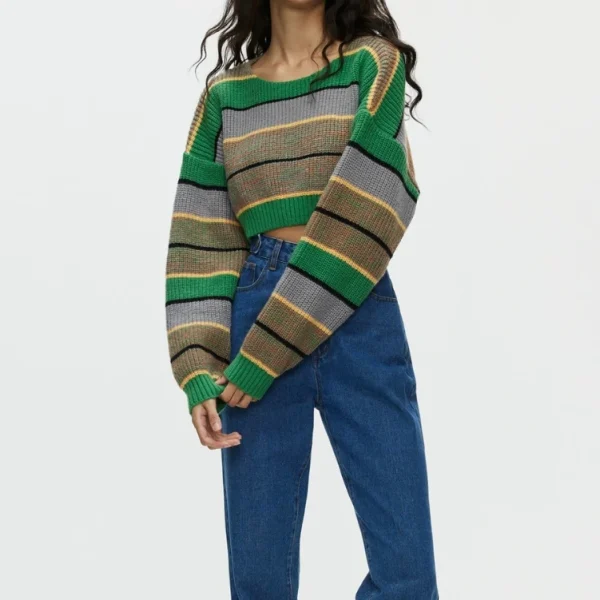 High Quality Casual Women's Sweaters  long sleeve Fashion Stripe matching women's top Order Small MOQ - Image 4