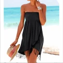 High Quality  Y2K popular women's clothing Strapless tassel mini dresses women's dress Order Small MOQ