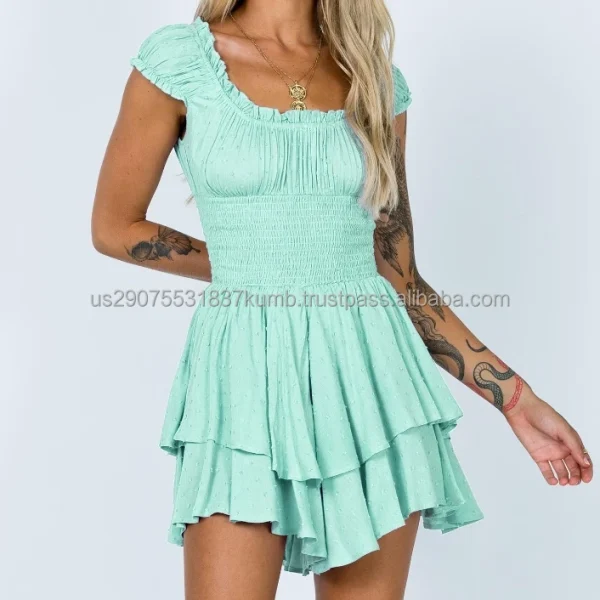 High Quality Women Clothing organic cotton off shoulder multi color mini women's dress Order Small MOQ - Image 4