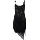 High Quality Women's holiday party dress sequin detail tassel Spaghetti strap dress Order Small MOQ