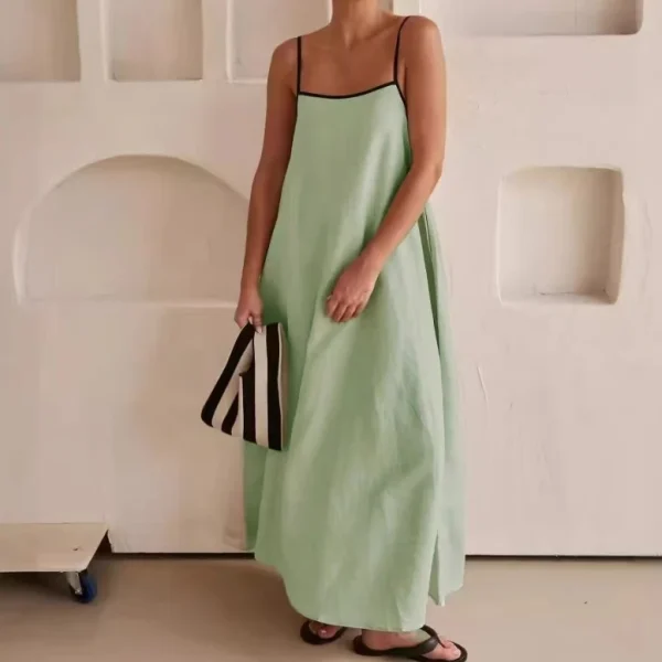 High Quality Women Clothing organic cotton Square collar oversize maxi women's dress Order Small MOQ - Image 2