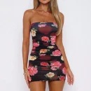 High Quality Digital printing Casual Dresses off shoulder Subtropical print women's dress Order Small MOQ