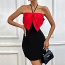 High Quality Y2K popular women's clothing Bow halter zipper mini dress women's dress Order Small MOQ