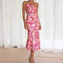 High Quality Digital printing Casual Dresses Subtropical print One-Shoulder women's dress Order Small MOQ