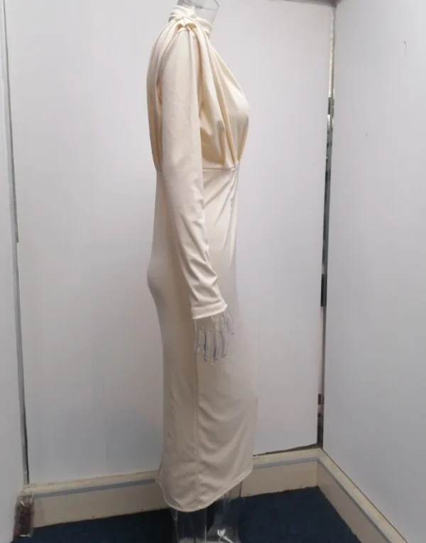 High Quality Casual Dresses-Shirt Dress maxi Round neck flared sleeves women's dress Order Small MOQ - Image 3