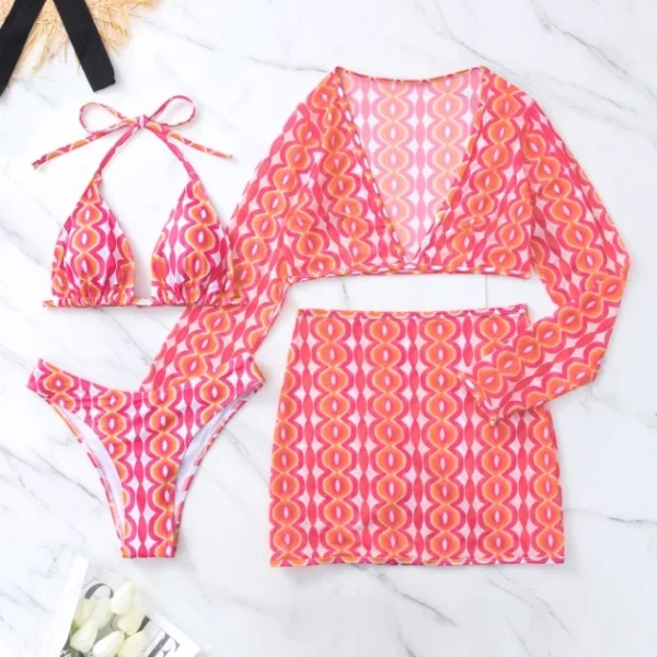High Quality W - sport suit a bathing suit Geometric long sleeve One Piece Swimwear Order Small MOQ - Image 3