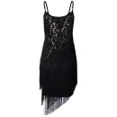 High Quality Women's holiday party dress sequin detail tassel Spaghetti strap dress Order Small MOQ