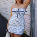 High Quality Digital printing Casual Dresses off shoulder Subtropical print women's dress Order Small MOQ