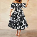 High Quality Women's holiday dress  resort wear off shoulder Puff sleeve women's dress Order Small MOQ
