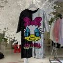 High Quality Women's holiday party sequin detail Cartoon pattern oversize women's shirt Order Small MOQ