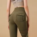 High Quality Yoga pants Pocket mesh high waisted  hip lifting Women's workout vests Order Small MOQ