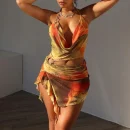 High Quality resort wear Y2K popular women's clothing mesh Metal ring women's dress Order Small MOQ