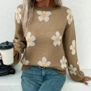 High Quality Casual Women's Sweaters s long sleeve Flower pattern women's top Order Small MOQ