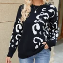 High Quality Turtleneck Women's Sweaters Round neck cover leopard print women's top Order Small MOQ