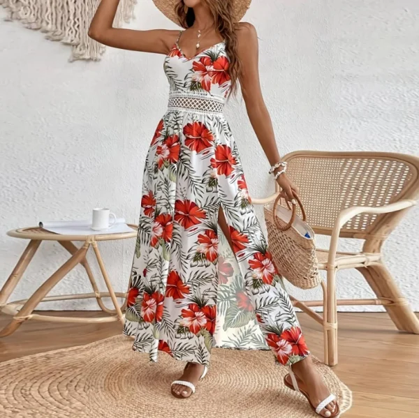 High Quality Holiday dress resort wear Subtropical print maxi dress women's dress Order Small MOQ - Image 2