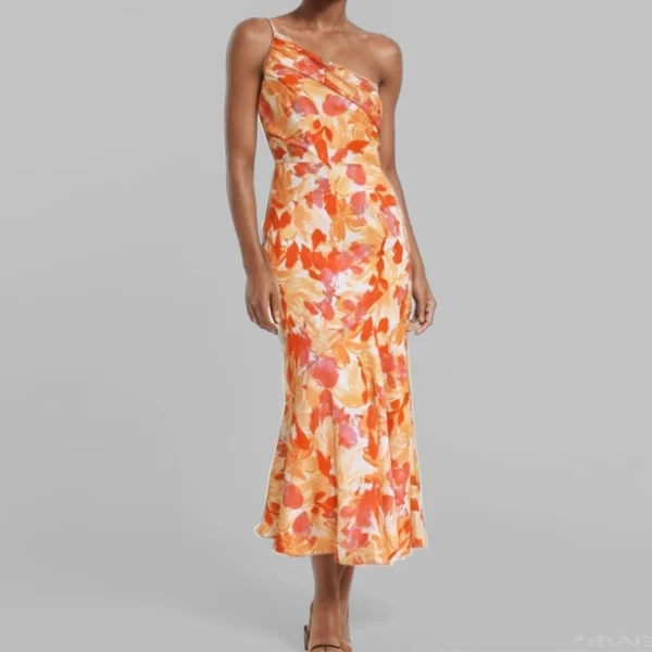 High Quality Digital printing Casual Dresses Subtropical print One-Shoulder women's dress Order Small MOQ - Image 2