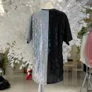 High Quality Women's holiday party sequin detail Cartoon pattern oversize women's shirt Order Small MOQ