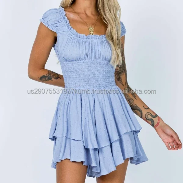 High Quality Women Clothing organic cotton off shoulder multi color mini women's dress Order Small MOQ - Image 3