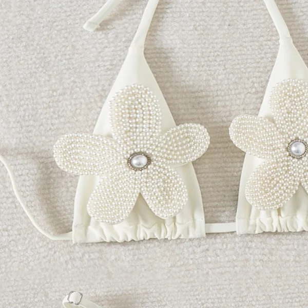 High Quality Bikinis and Beachwear drawstring Bikini Pearl Flower Beach women's Swimwear Order Small MOQ - Image 3