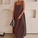 High Quality Women Clothing organic cotton Square collar oversize maxi women's dress Order Small MOQ
