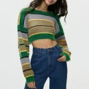 High Quality Casual Women's Sweaters  long sleeve Fashion Stripe matching women's top Order Small MOQ