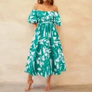 High Quality Women's holiday dress  resort wear off shoulder Puff sleeve women's dress Order Small MOQ