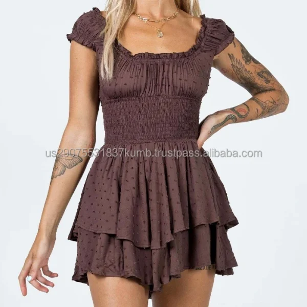 High Quality Women Clothing organic cotton off shoulder multi color mini women's dress Order Small MOQ