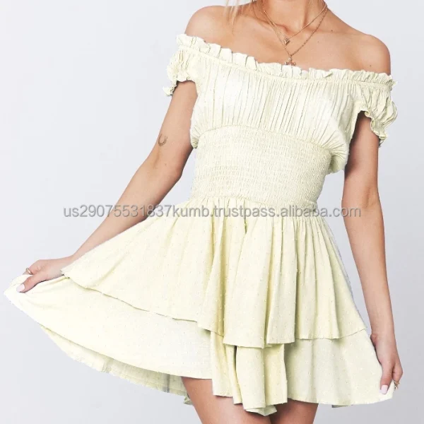 High Quality Women Clothing organic cotton off shoulder multi color mini women's dress Order Small MOQ - Image 5