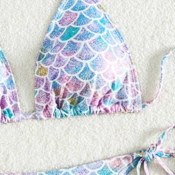 Shimmering Gradient Drawstring Bikini - High-End Metallic Beachwear for Women - Image 3
