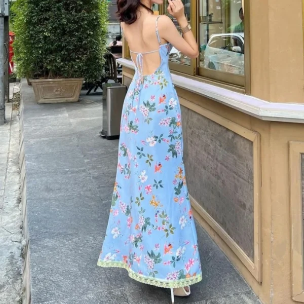 High Quality Holiday dress resort wear Subtropical print maxi dress women's dress Order Small MOQ - Image 3