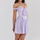 High Quality Y2K popular women's clothing Bow off shoulder mini dress women's dress Order Small MOQ