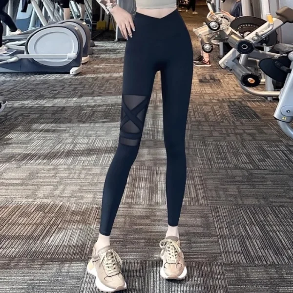 High Quality Yoga pants Mesh splicing high waisted  hip lifting Women's workout vests Order Small MOQ - Image 2