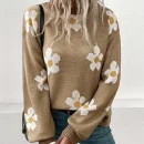 High Quality Casual Women's Sweaters s long sleeve Flower pattern women's top Order Small MOQ