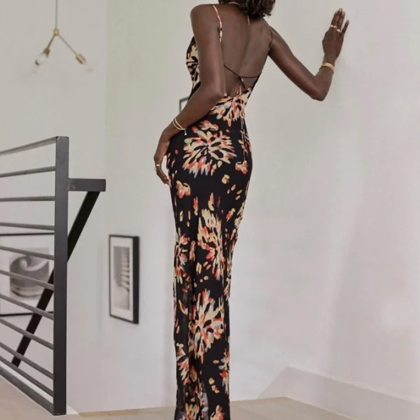 High Quality Digital printing Casual Dresses drawstring cut out sexy women's dress Order Small MOQ - Image 3
