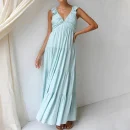 High Quality resort wear Women Clothing organic cotton maxi ruffled dress women's dress Order Small MOQ