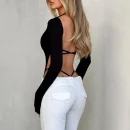 High Quality Y2K popular women's clothing cut out long sleeve body con women's top Order Small MOQ
