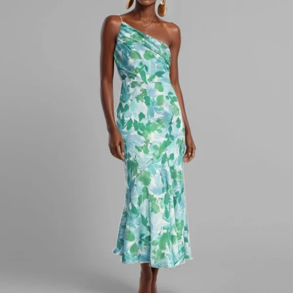 High Quality Digital printing Casual Dresses Subtropical print One-Shoulder women's dress Order Small MOQ - Image 6