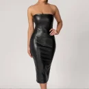 High Quality Polyester Women's dress PU Strapless off shoulder kneelength dress Order Small MOQ